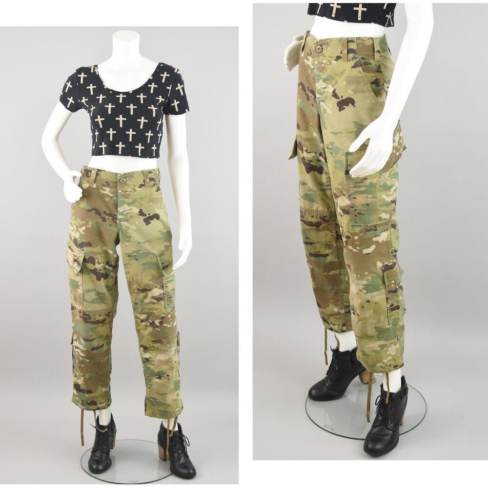 Y2K Army Camouflage Cargo Pants, Men's Extra Small, Extra Short